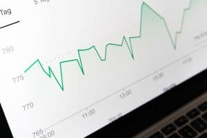 En linjegraf som visar fluktuationer i data över tid på en datorskärm.