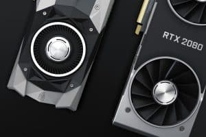 Nvidia RTX 2080-grafikkort som visar upp sin design och sitt kylsystem.