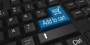 Tangentbord med en knapp märkt 'Add to cart'.