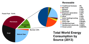 Diagram över världens energiförbrukning efter källa 2013.