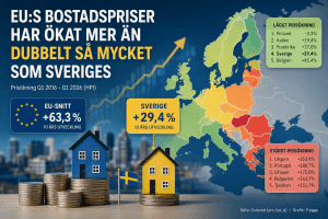 Illustration som visar att Sverige halkar efter på bostadsmarknaden.