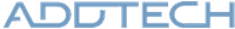 Addtechs logotyp i blå bokstäver på en vit bakgrund.