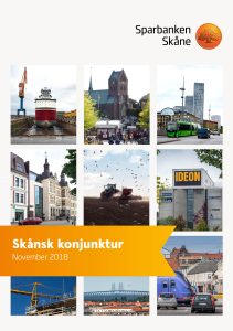 Collage av bilder från Skåne med fokus på ekonomi och infrastruktur.