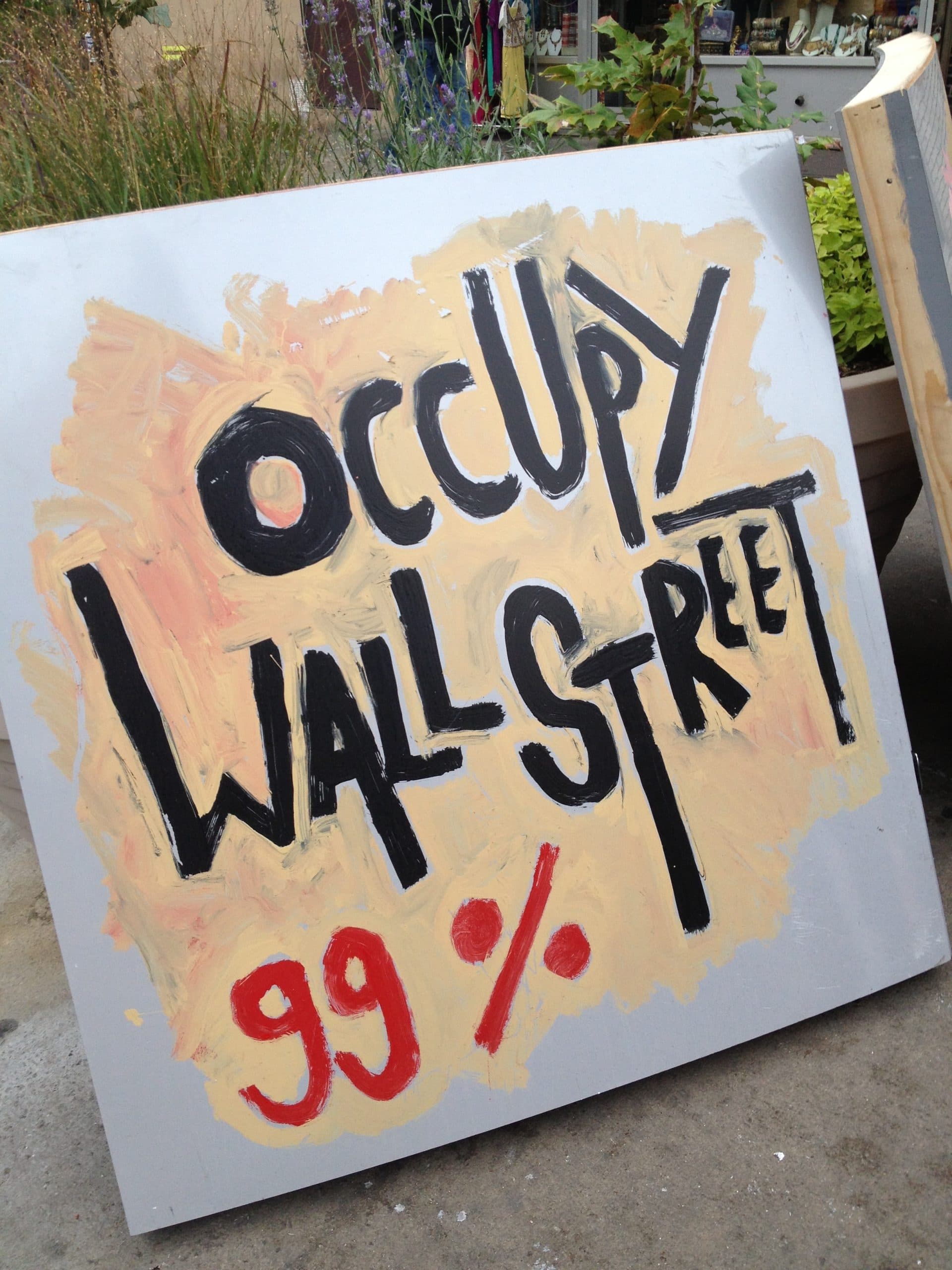 En skylt med texten 'Occupy Wall Street' i Queens, NYC.