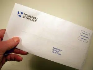 Ett kuvert från Transportstyrelsen med deras logotyp.