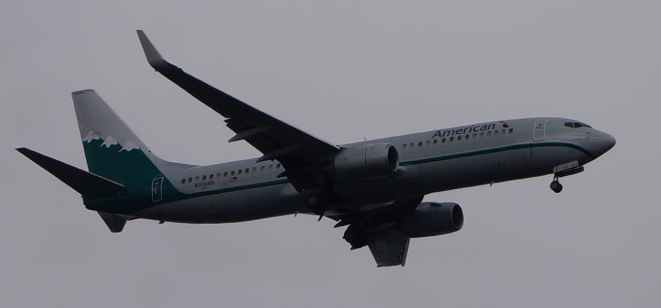 Ett Boeing 737-823 flygplan från American Airlines i luften.