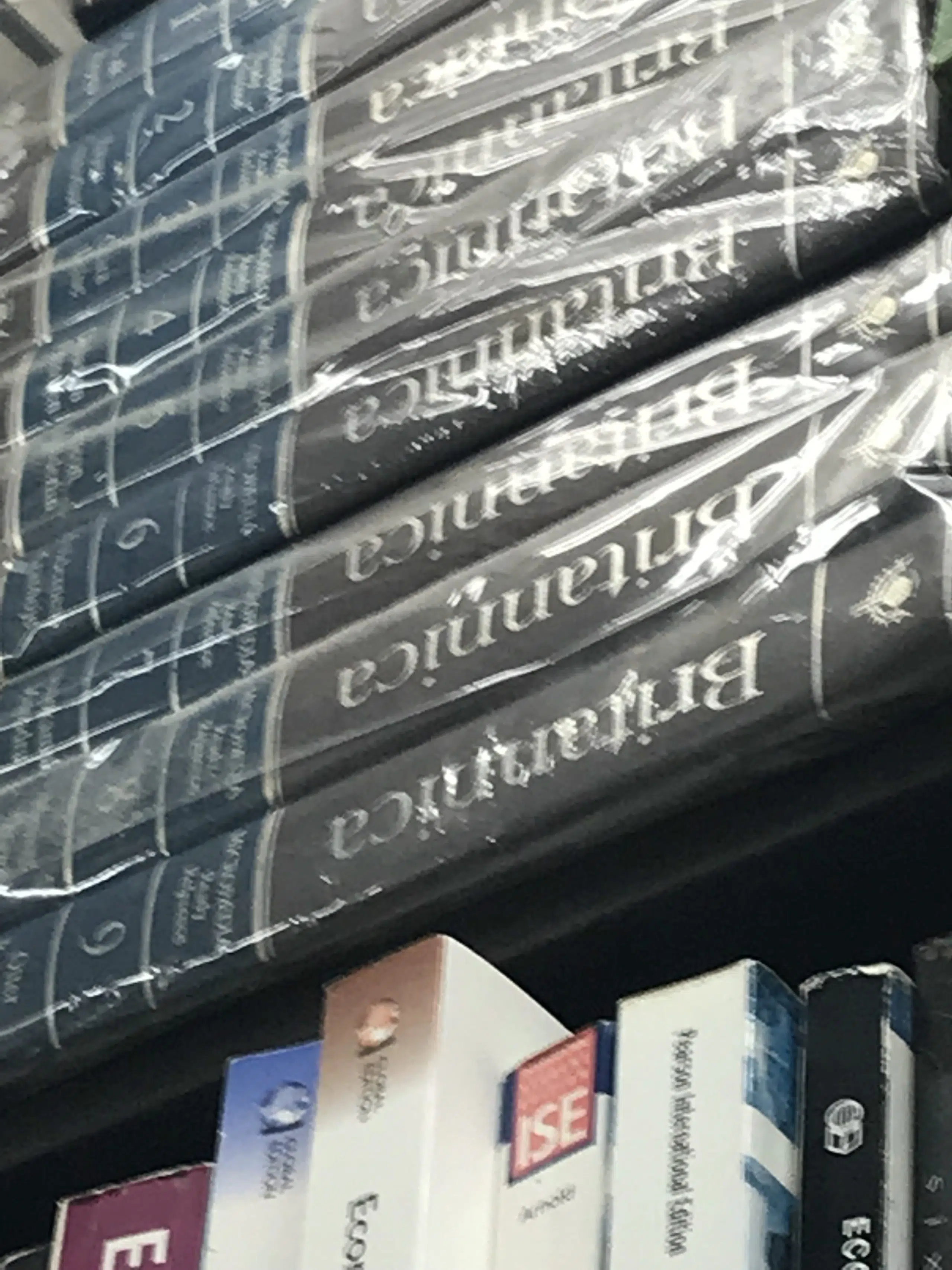 Böcker från Britannica i en second hand-butik.