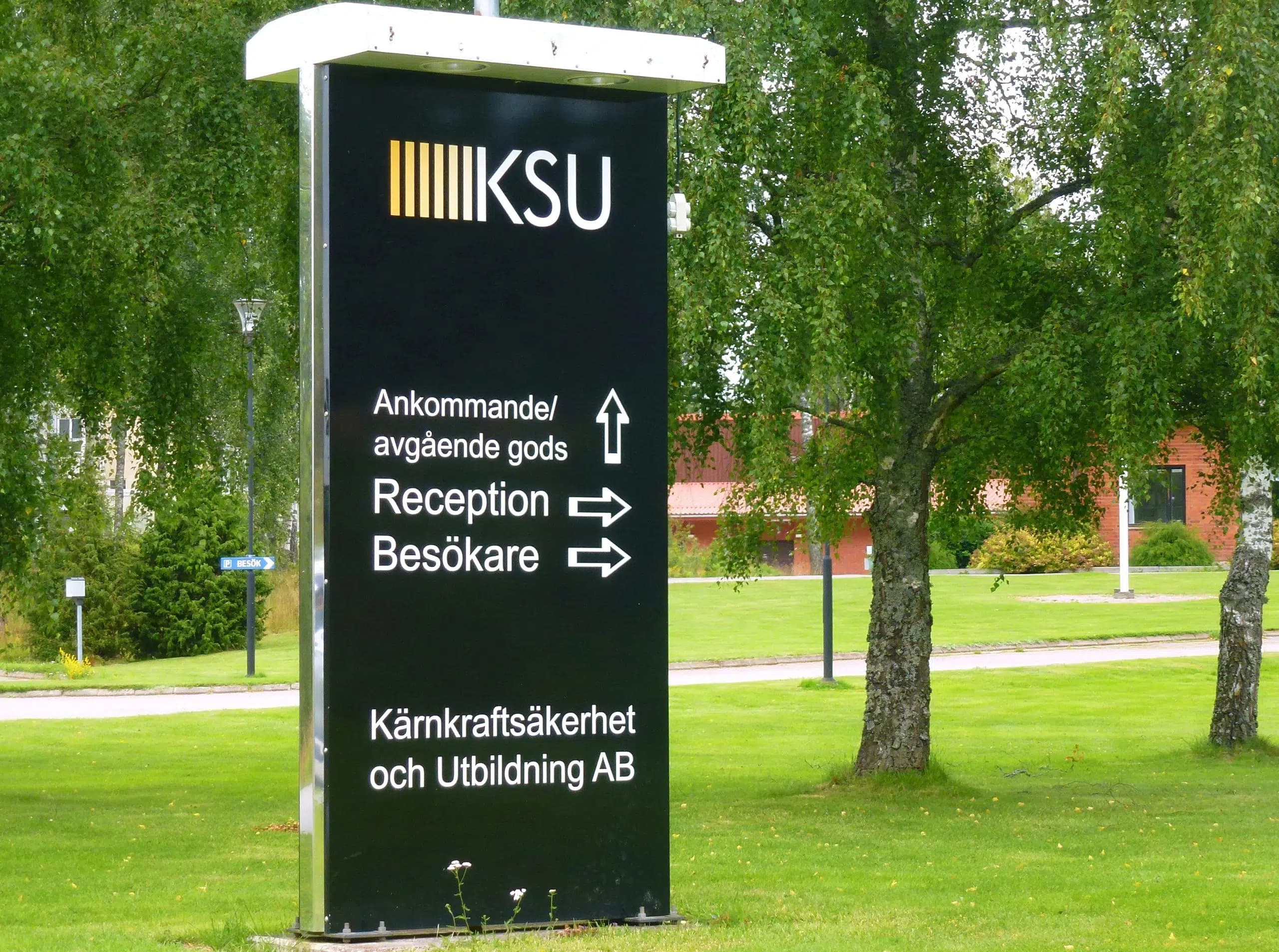 Skylt vid KSU i Studsvik, Sverige.